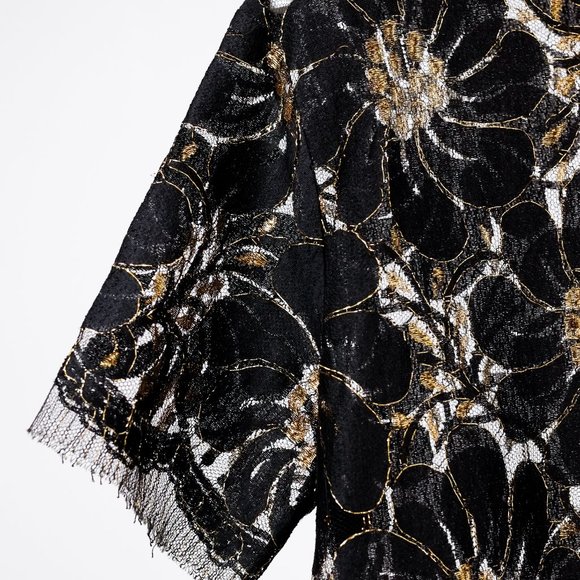 Rochas Floral Black and Gold Lace Top - Picture 5 of 9